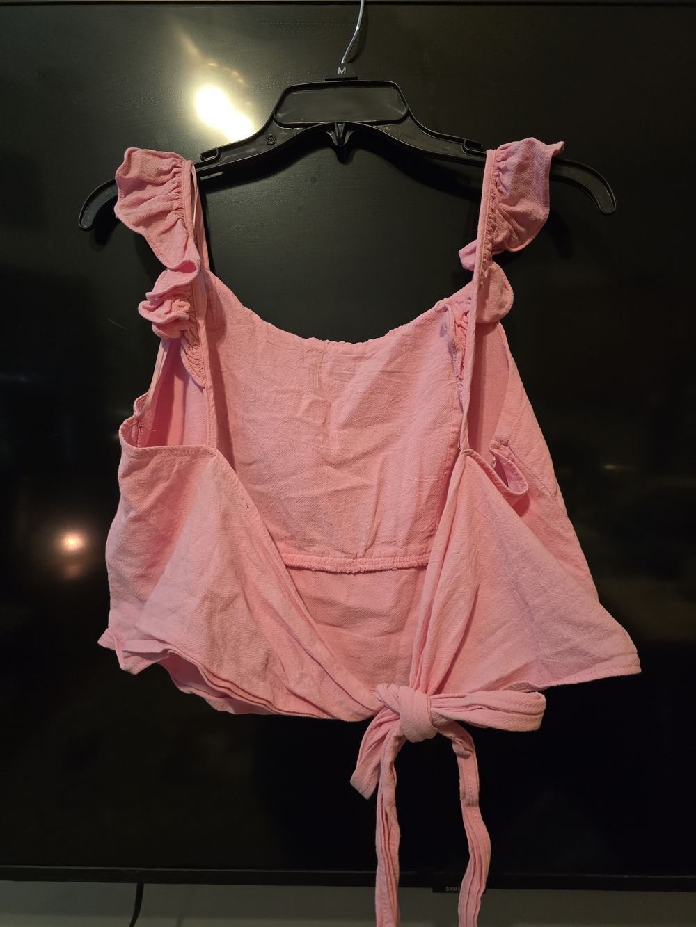 Pink Ruffle Strap Crop Top - Picture 2 of 2